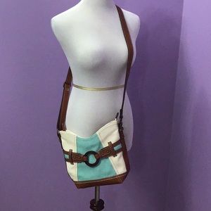 B.O.C. Leather Pebbled Saddle Cottage Boho Tri-Colored Adjustable Strap